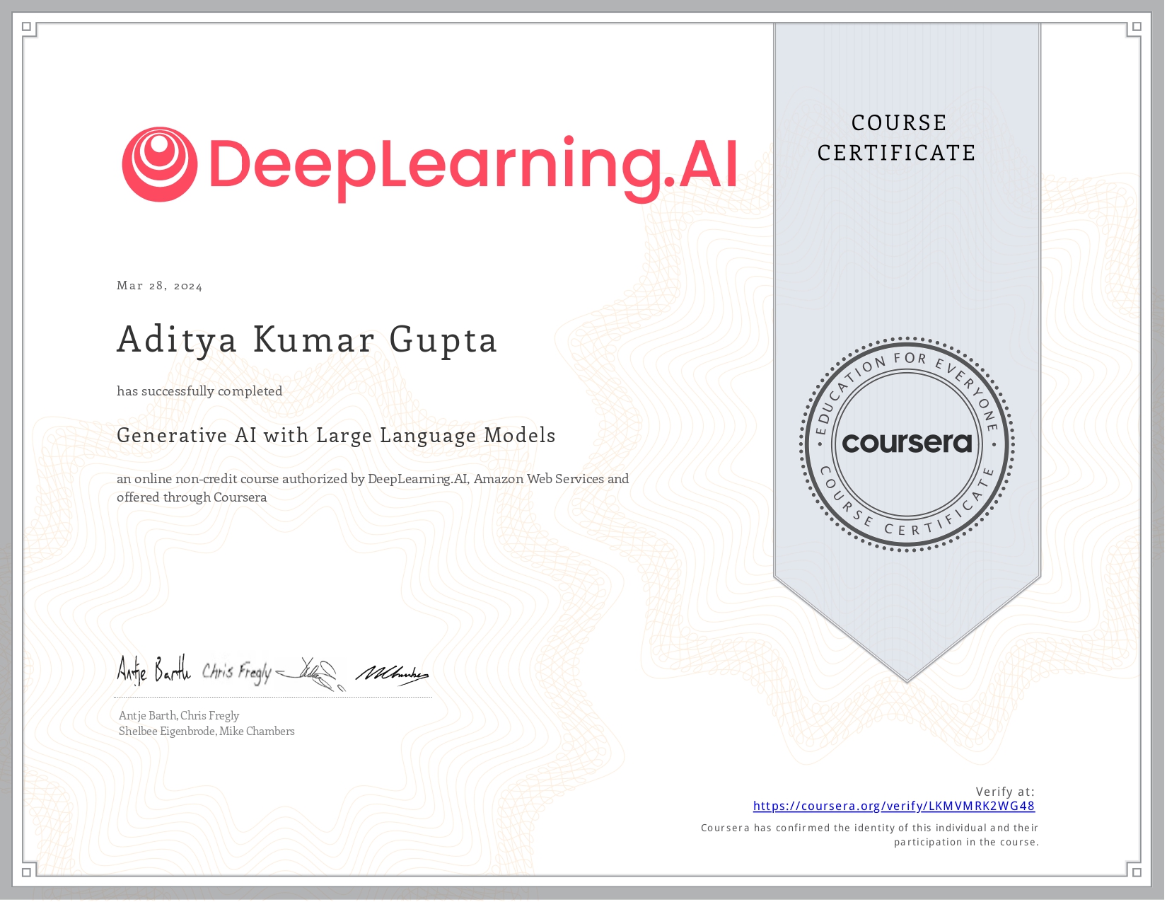 Generative AI with Large Language Models